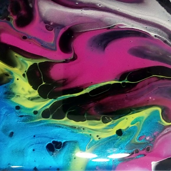 Hand Crafted Painted Tile Coasters Metallic Acrylic Fluid Art Painting Home - Picture 9 of 11